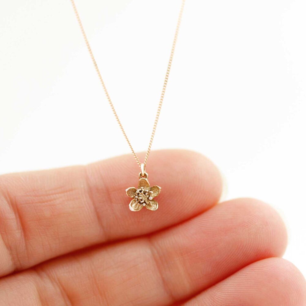 Necklace good resin gold-filled brass gold 24k - cherry blossoms - for women - Japan sakura