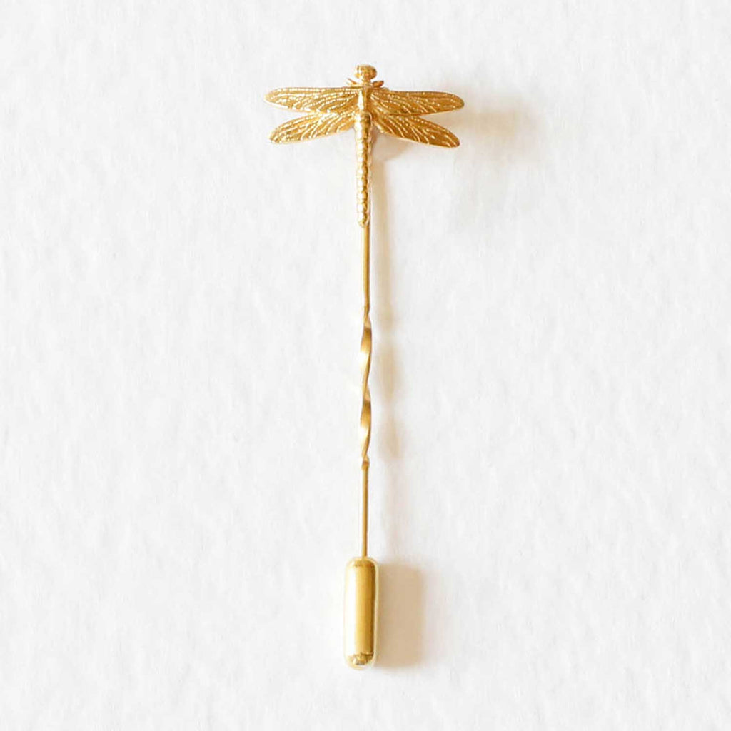 Dragonfly Tie Pin/Twist Tie Pin – Gold by Lee Renee